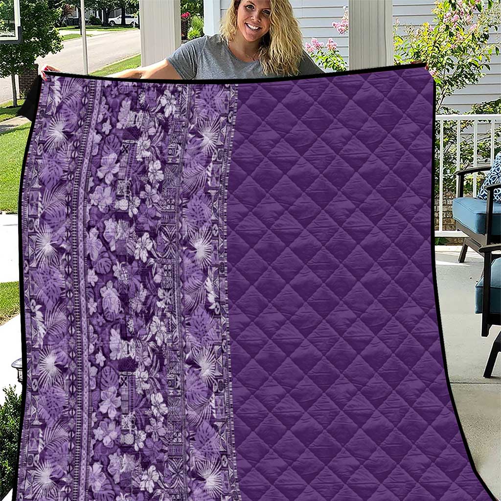 Hawaiian Tribal Elements Hibiscus Quilt Purple Pattern LT9 Purple - Polynesian Pride