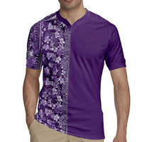 Hawaiian Tribal Elements Hibiscus Rugby Jersey Purple Pattern LT9 - Polynesian Pride