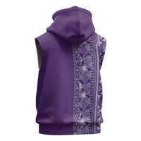 Hawaiian Tribal Elements Hibiscus Sleeveless Hoodie Purple Pattern LT9 - Polynesian Pride