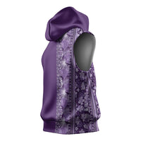 Hawaiian Tribal Elements Hibiscus Sleeveless Hoodie Purple Pattern LT9 - Polynesian Pride