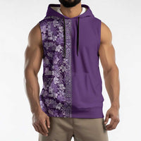 Hawaiian Tribal Elements Hibiscus Sleeveless Hoodie Purple Pattern LT9 - Polynesian Pride