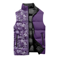Hawaiian Tribal Elements Hibiscus Sleeveless Puffer Jacket Purple Pattern LT9 - Polynesian Pride