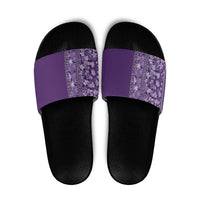 Hawaiian Tribal Elements Hibiscus Slide Sandals Purple Pattern LT9 Purple - Polynesian Pride