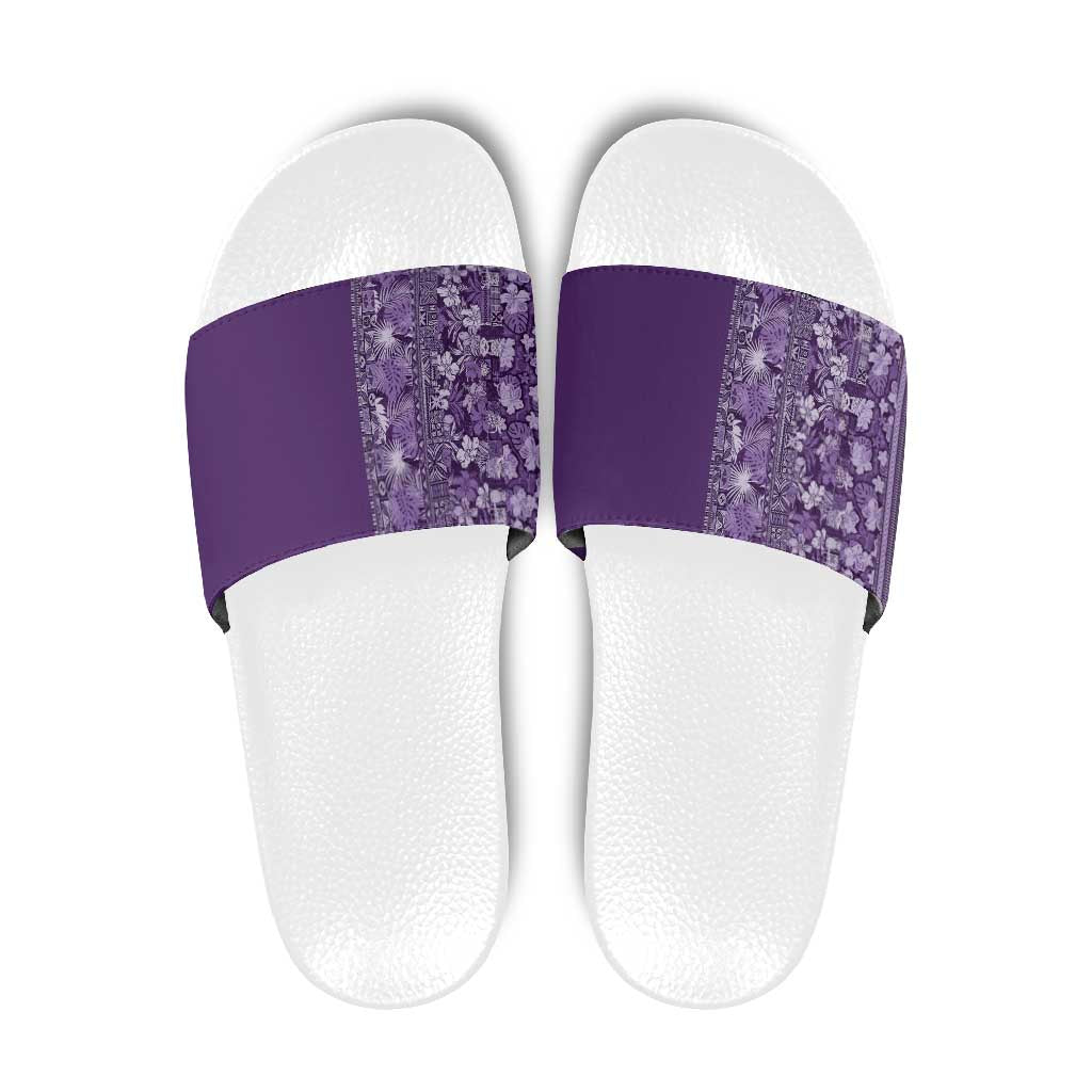 Hawaiian Tribal Elements Hibiscus Slide Sandals Purple Pattern LT9 Purple - Polynesian Pride