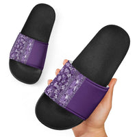 Hawaiian Tribal Elements Hibiscus Slide Sandals Purple Pattern LT9 - Polynesian Pride