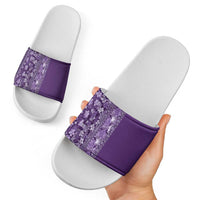 Hawaiian Tribal Elements Hibiscus Slide Sandals Purple Pattern LT9 - Polynesian Pride