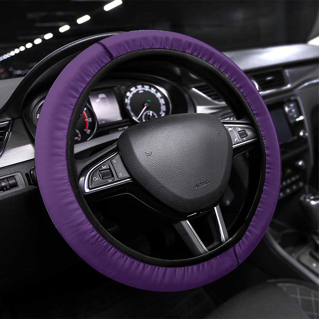 Hawaiian Tribal Elements Hibiscus Steering Wheel Cover Purple Pattern LT9 Universal Fit Purple - Polynesian Pride