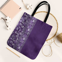 Hawaiian Tribal Elements Hibiscus Tote Bag Purple Pattern LT9 Black Strap One Size Purple - Polynesian Pride