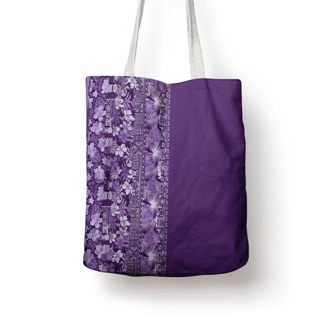 Hawaiian Tribal Elements Hibiscus Tote Bag Purple Pattern LT9 - Polynesian Pride