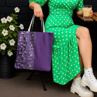 Hawaiian Tribal Elements Hibiscus Tote Bag Purple Pattern LT9 - Polynesian Pride