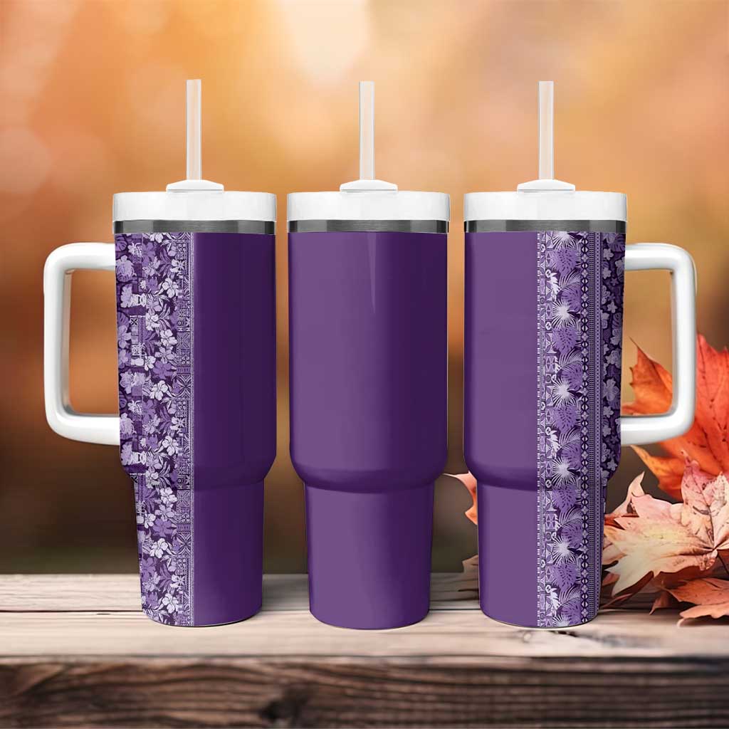 Hawaiian Tribal Elements Hibiscus Tumbler With Handle Purple Pattern LT9 - Polynesian Pride