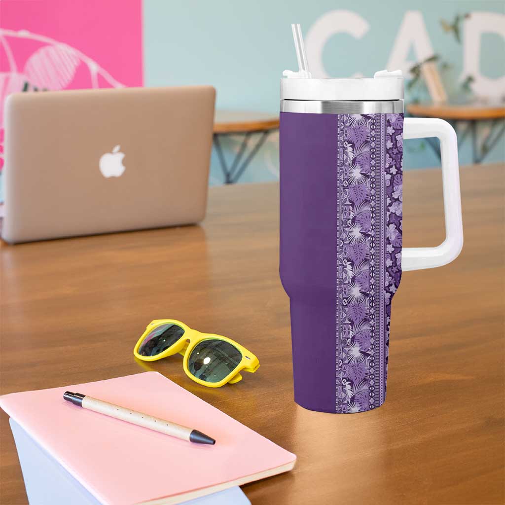Hawaiian Tribal Elements Hibiscus Tumbler With Handle Purple Pattern LT9 - Polynesian Pride