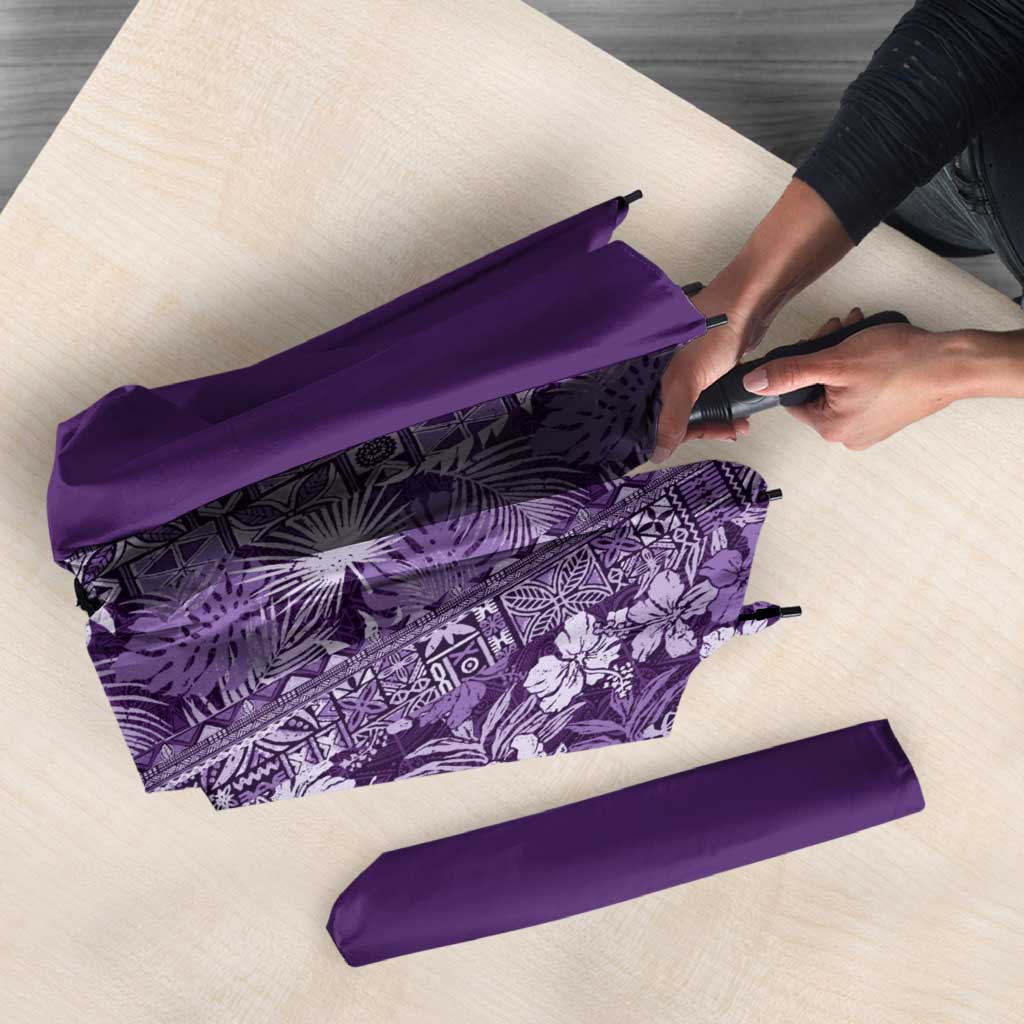 Hawaiian Tribal Elements Hibiscus Umbrella Purple Pattern LT9 - Polynesian Pride