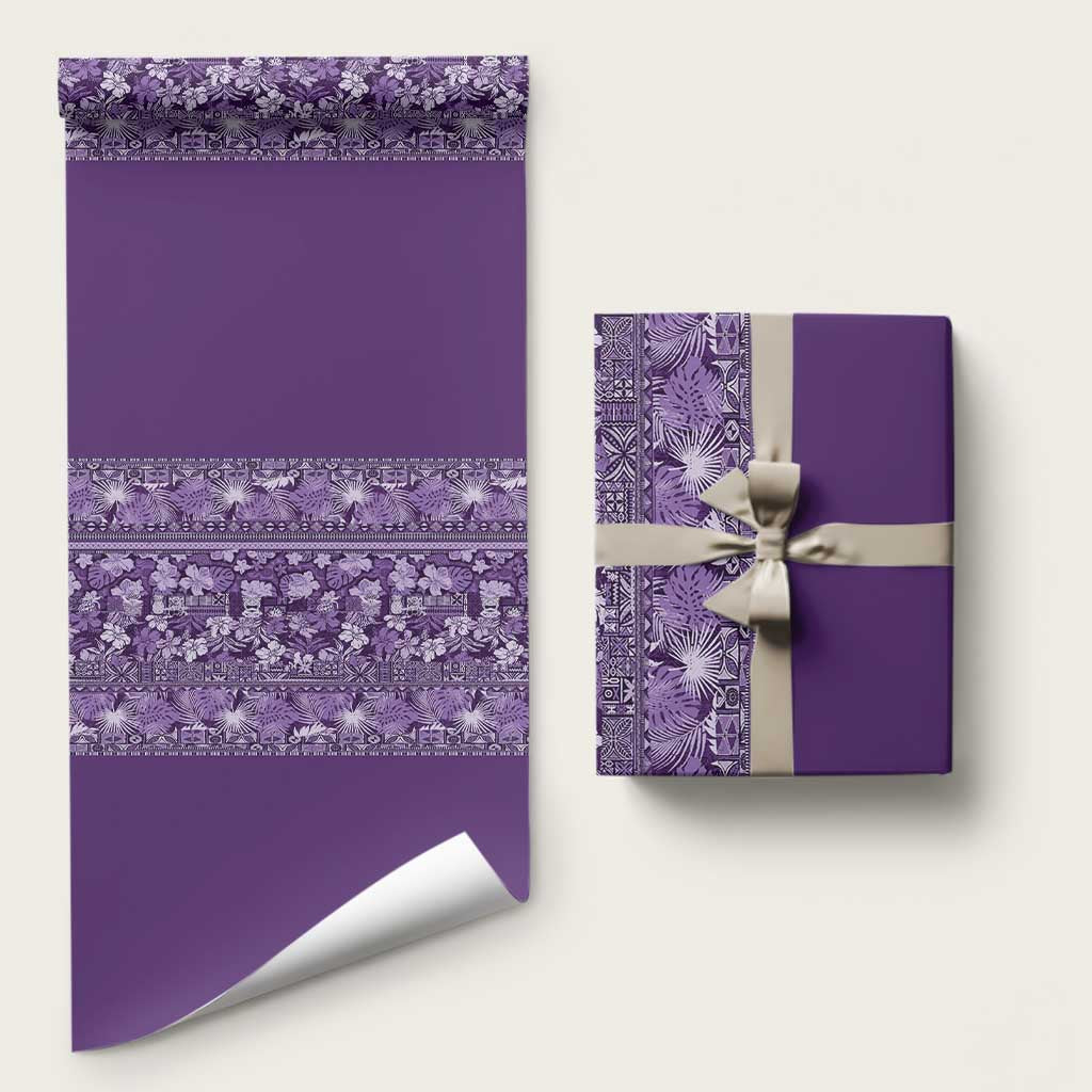 Hawaiian Tribal Elements Hibiscus Wrapping Paper Purple Pattern LT9 58" × 23" Purple - Polynesian Pride
