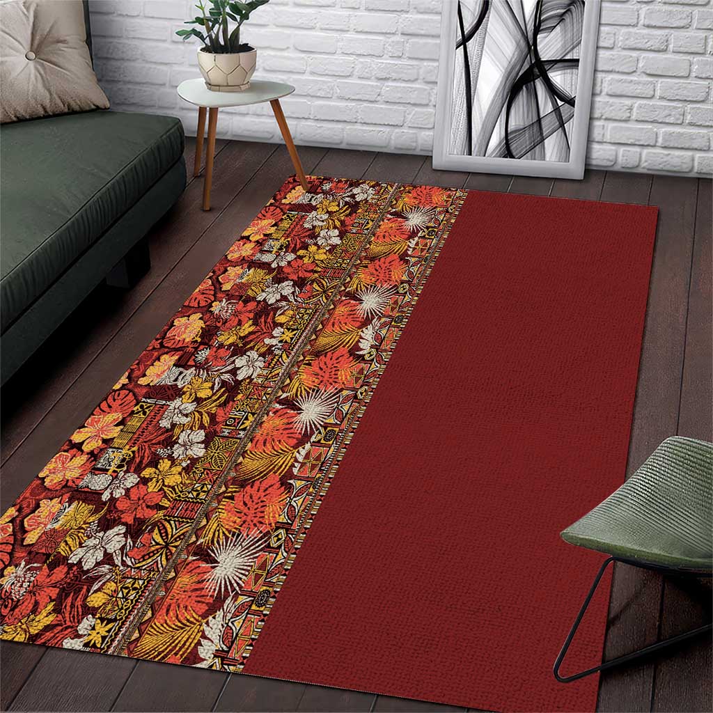Hawaiian Tribal Elements Hibiscus Area Rug Red Pattern LT9 Red - Polynesian Pride