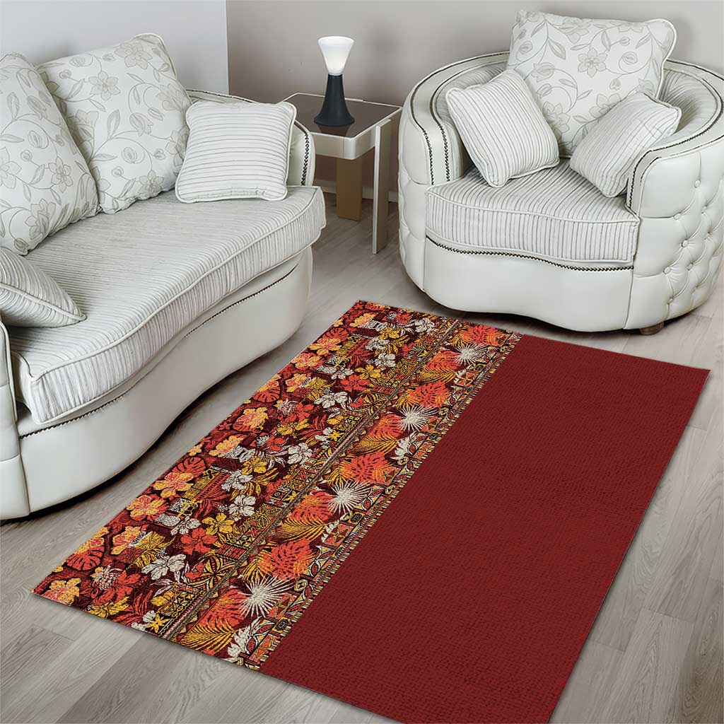 Hawaiian Tribal Elements Hibiscus Area Rug Red Pattern LT9 - Polynesian Pride