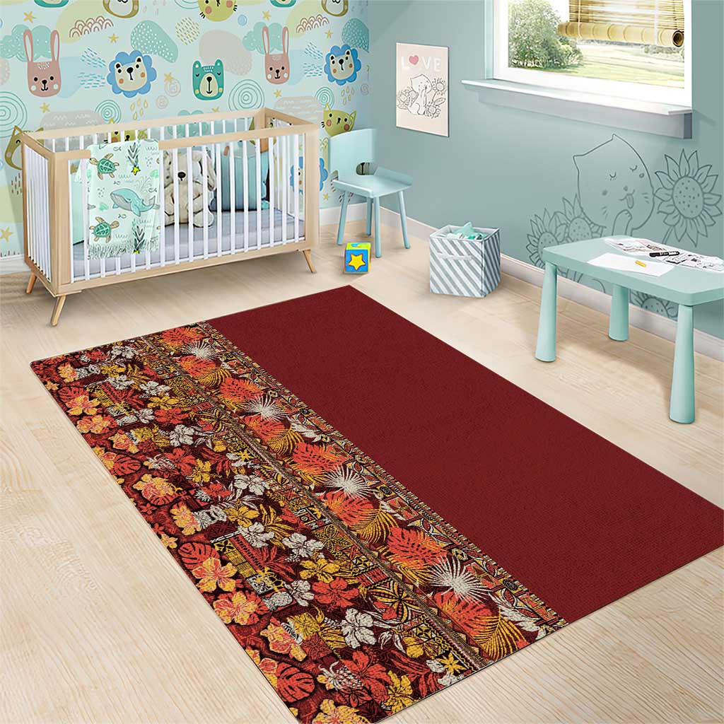Hawaiian Tribal Elements Hibiscus Area Rug Red Pattern LT9 - Polynesian Pride