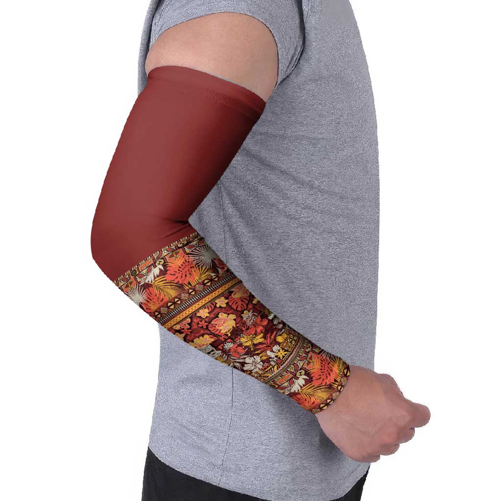 Hawaiian Tribal Elements Hibiscus Arm Sleeves Red Pattern LT9 - Polynesian Pride