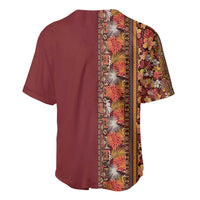 Hawaiian Tribal Elements Hibiscus Baseball Jersey Red Pattern LT9 - Polynesian Pride