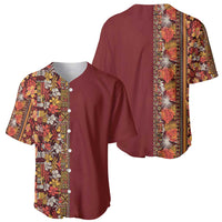 Hawaiian Tribal Elements Hibiscus Baseball Jersey Red Pattern LT9 - Polynesian Pride