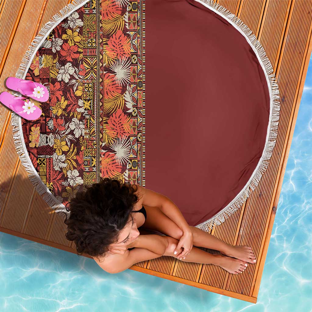 Hawaiian Tribal Elements Hibiscus Beach Blanket Red Pattern LT9 - Polynesian Pride