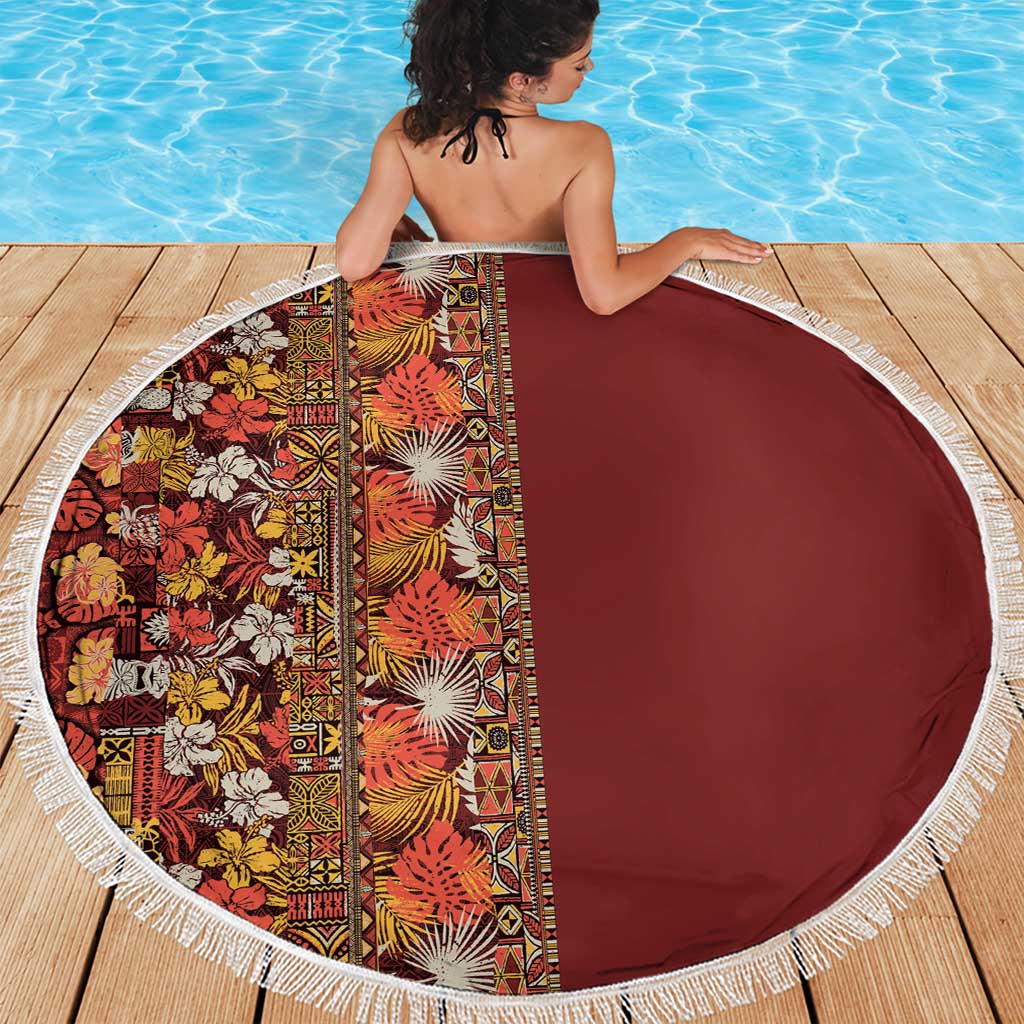 Hawaiian Tribal Elements Hibiscus Beach Blanket Red Pattern LT9 - Polynesian Pride