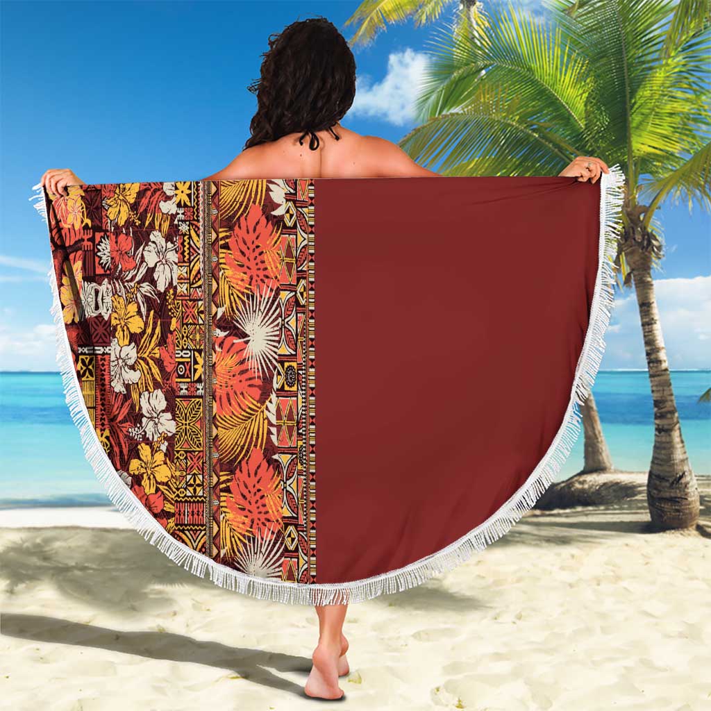 Hawaiian Tribal Elements Hibiscus Beach Blanket Red Pattern LT9 - Polynesian Pride
