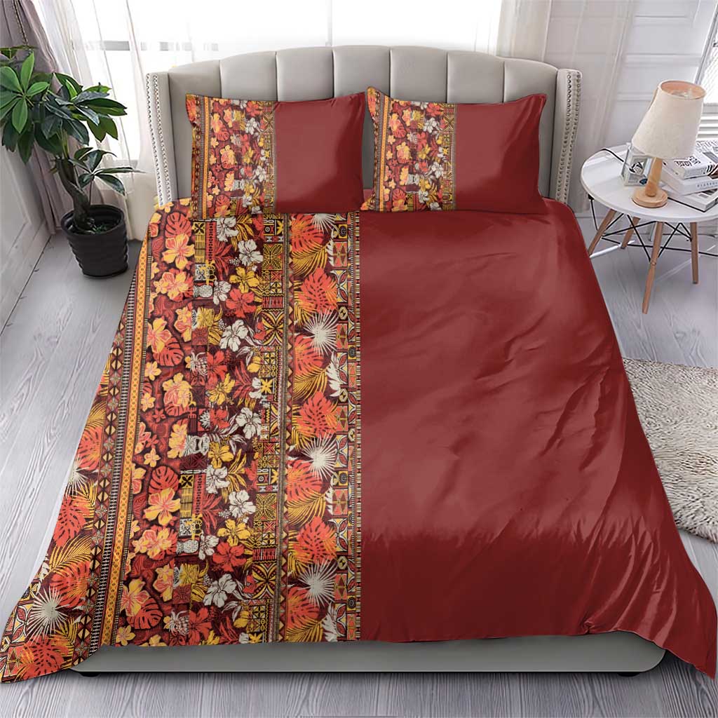Hawaiian Tribal Elements Hibiscus Bedding Set Red Pattern LT9 - Polynesian Pride