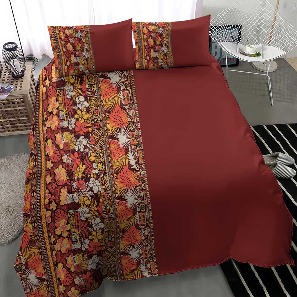 Hawaiian Tribal Elements Hibiscus Bedding Set Red Pattern LT9 - Polynesian Pride