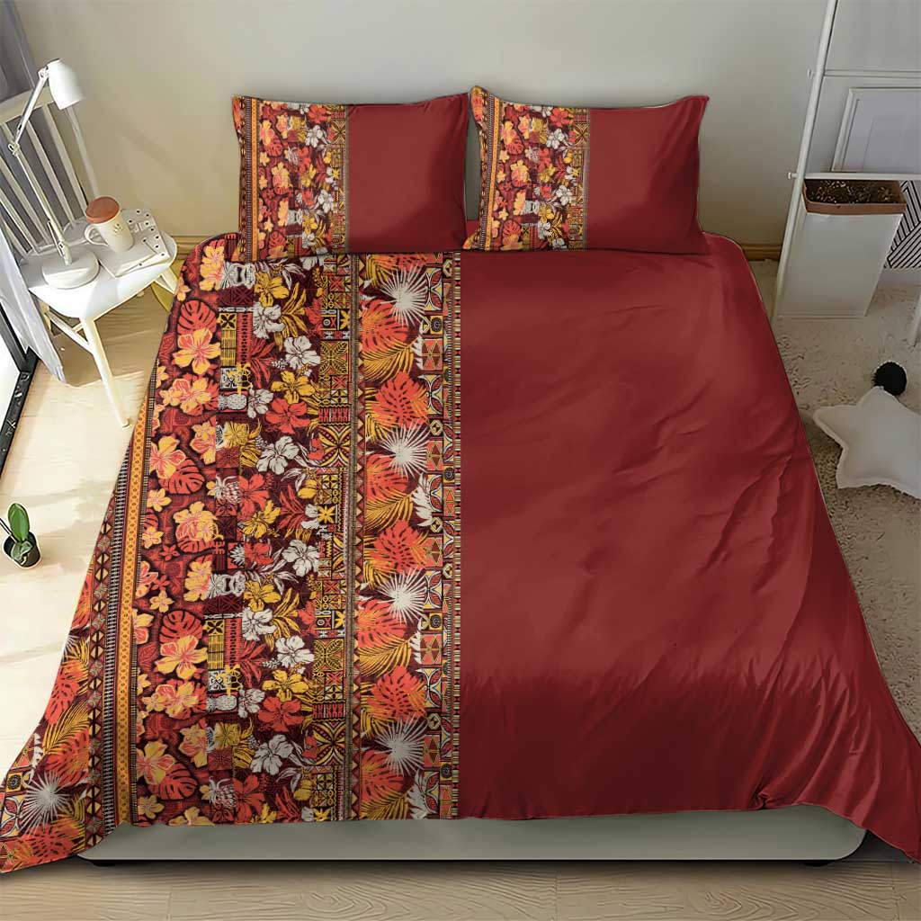 Hawaiian Tribal Elements Hibiscus Bedding Set Red Pattern LT9 - Polynesian Pride