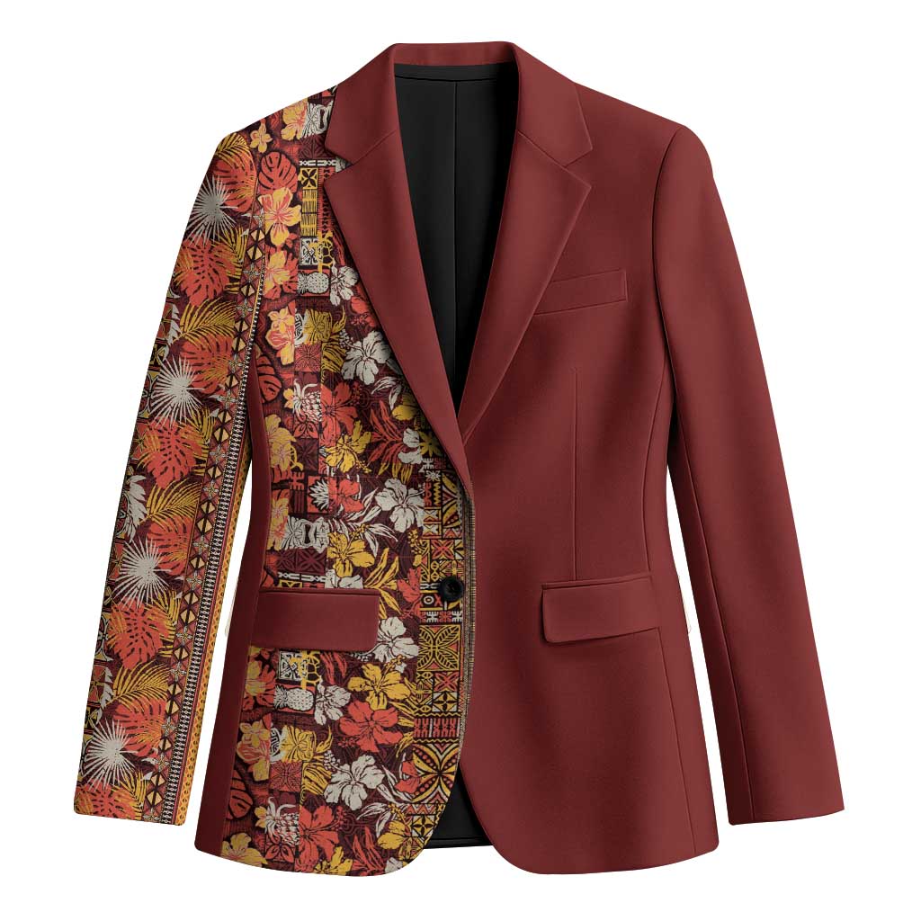 Hawaiian Tribal Elements Hibiscus Blazer Red Pattern LT9 Unisex Red - Polynesian Pride