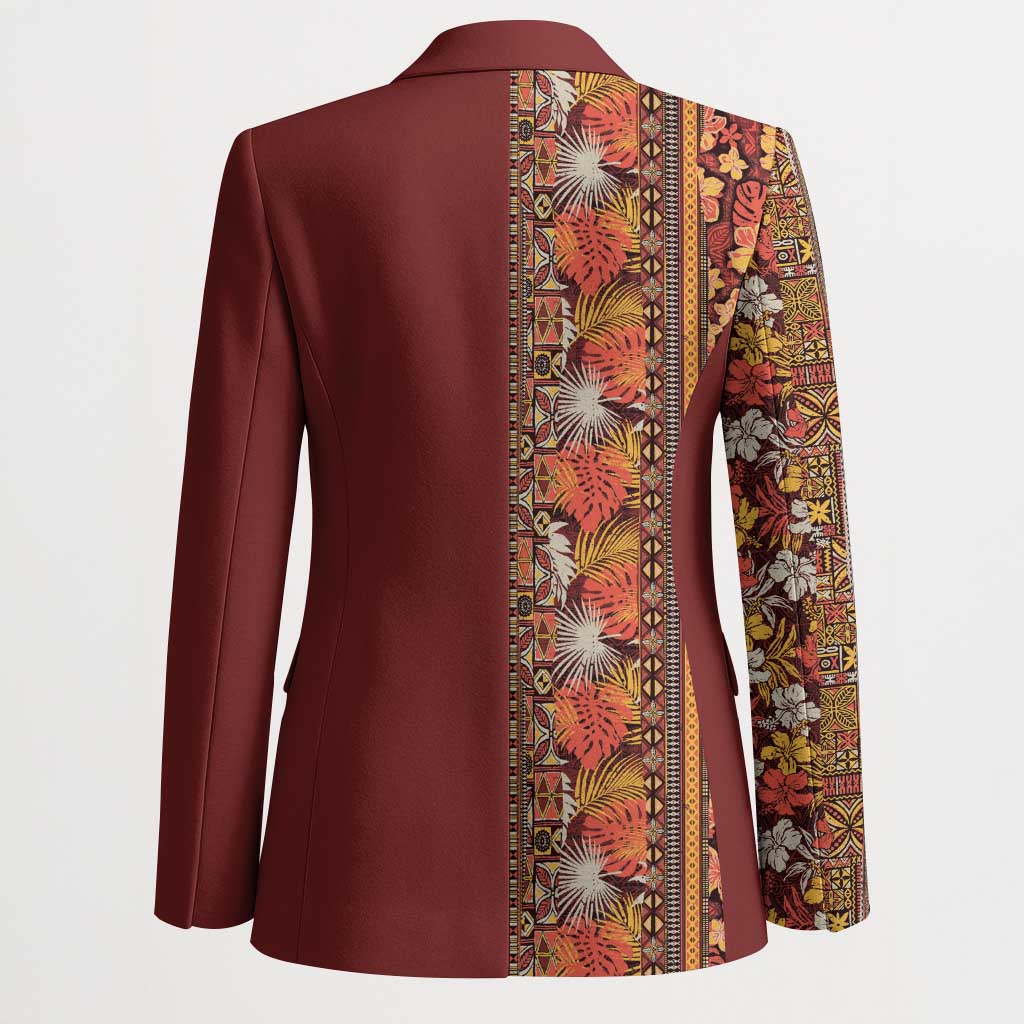 Hawaiian Tribal Elements Hibiscus Blazer Red Pattern LT9 - Polynesian Pride