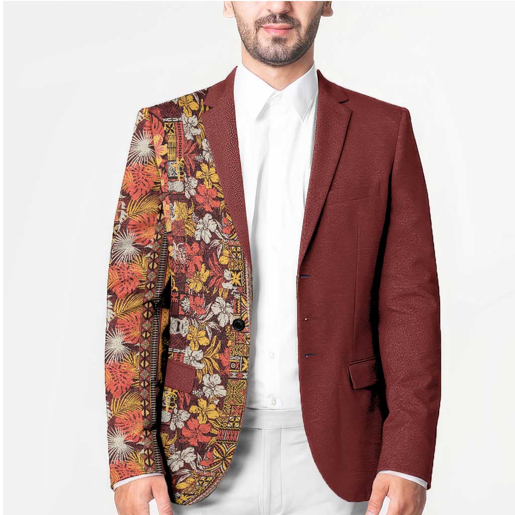 Hawaiian Tribal Elements Hibiscus Blazer Red Pattern LT9 - Polynesian Pride