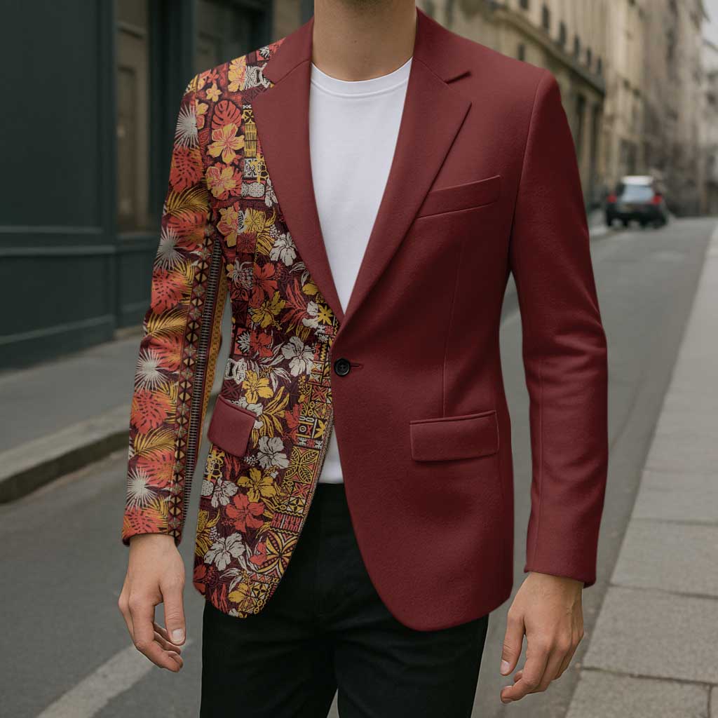 Hawaiian Tribal Elements Hibiscus Blazer Red Pattern LT9 - Polynesian Pride