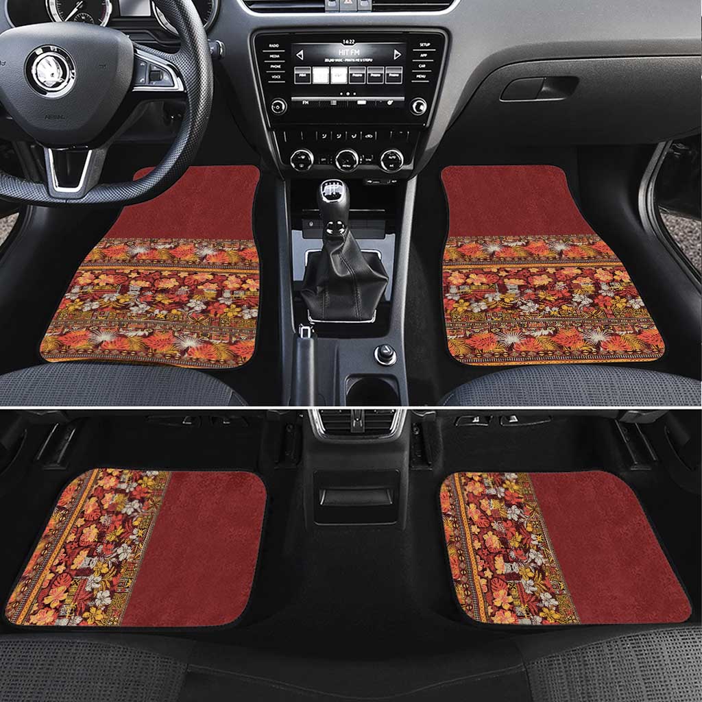 Hawaiian Tribal Elements Hibiscus Car Mats Red Pattern LT9 Set 4pcs Red - Polynesian Pride
