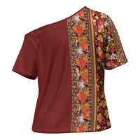 Hawaiian Tribal Elements Hibiscus Cross Shoulder Shirt Red Pattern LT9 - Polynesian Pride