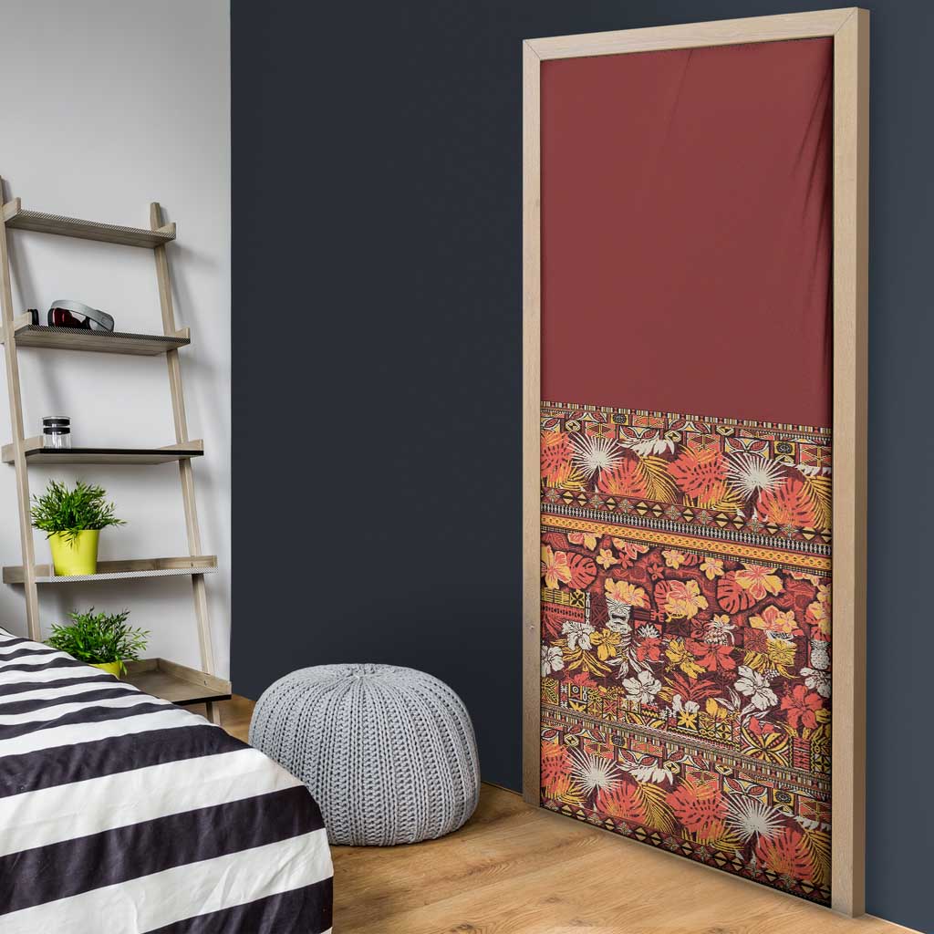 Hawaiian Tribal Elements Hibiscus Door Cover Red Pattern LT9 - Polynesian Pride