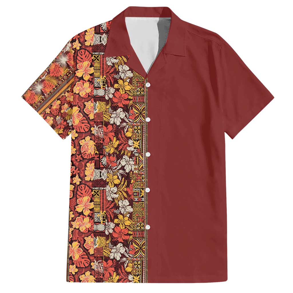 Hawaiian Tribal Elements Hibiscus Hawaiian Shirt Red Pattern LT9 Red - Polynesian Pride