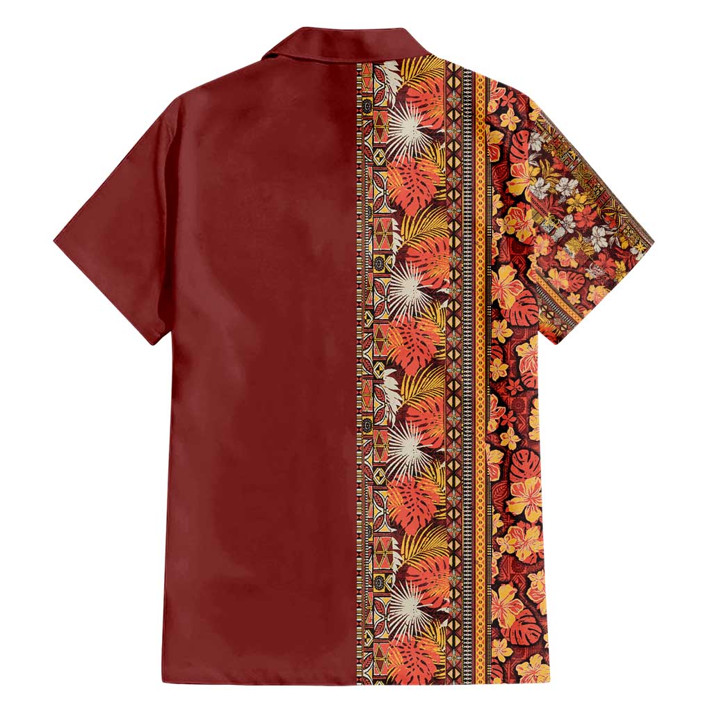 Hawaiian Tribal Elements Hibiscus Hawaiian Shirt Red Pattern LT9 - Polynesian Pride