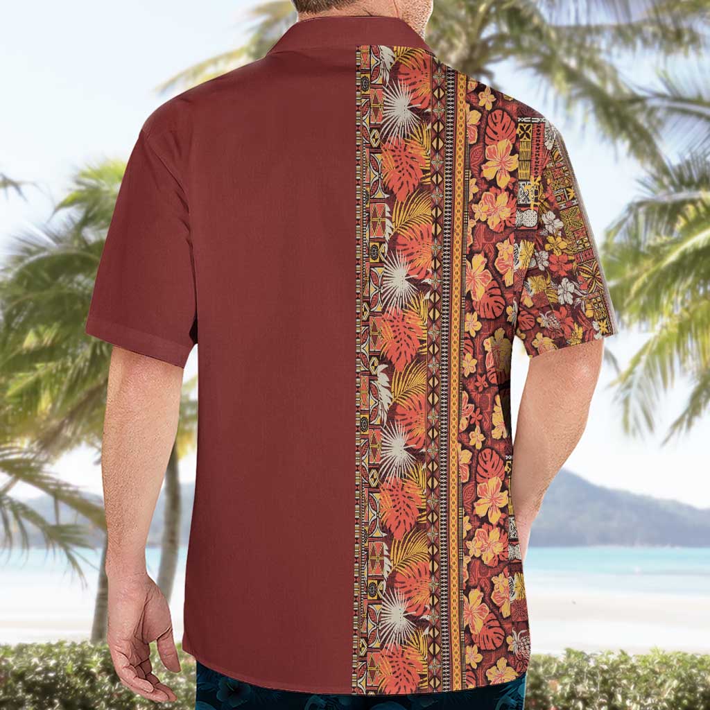 Hawaiian Tribal Elements Hibiscus Hawaiian Shirt Red Pattern LT9 - Polynesian Pride