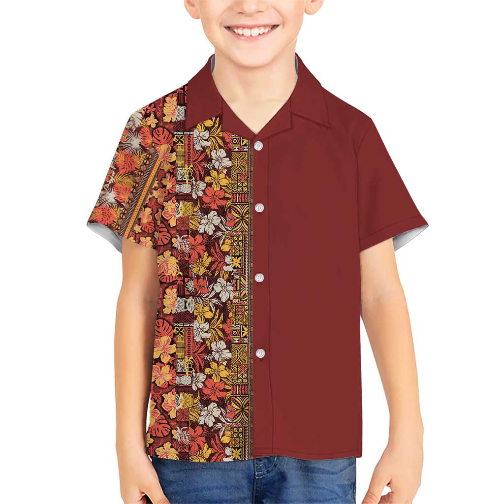 Hawaiian Tribal Elements Hibiscus Hawaiian Shirt Red Pattern LT9 - Polynesian Pride