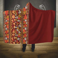 Hawaiian Tribal Elements Hibiscus Hooded Blanket Red Pattern LT9 - Polynesian Pride