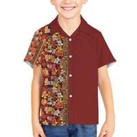 Hawaiian Tribal Elements Hibiscus Kid Hawaiian Shirt Red Pattern LT9 Kid Red - Polynesian Pride