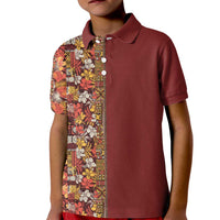 Hawaiian Tribal Elements Hibiscus Kid Polo Shirt Red Pattern LT9 Kid Red - Polynesian Pride