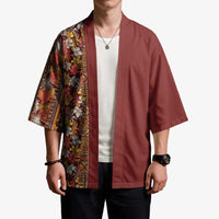 Hawaiian Tribal Elements Hibiscus Kimono Red Pattern LT9 - Polynesian Pride