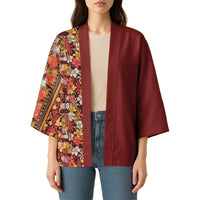 Hawaiian Tribal Elements Hibiscus Kimono Red Pattern LT9 - Polynesian Pride