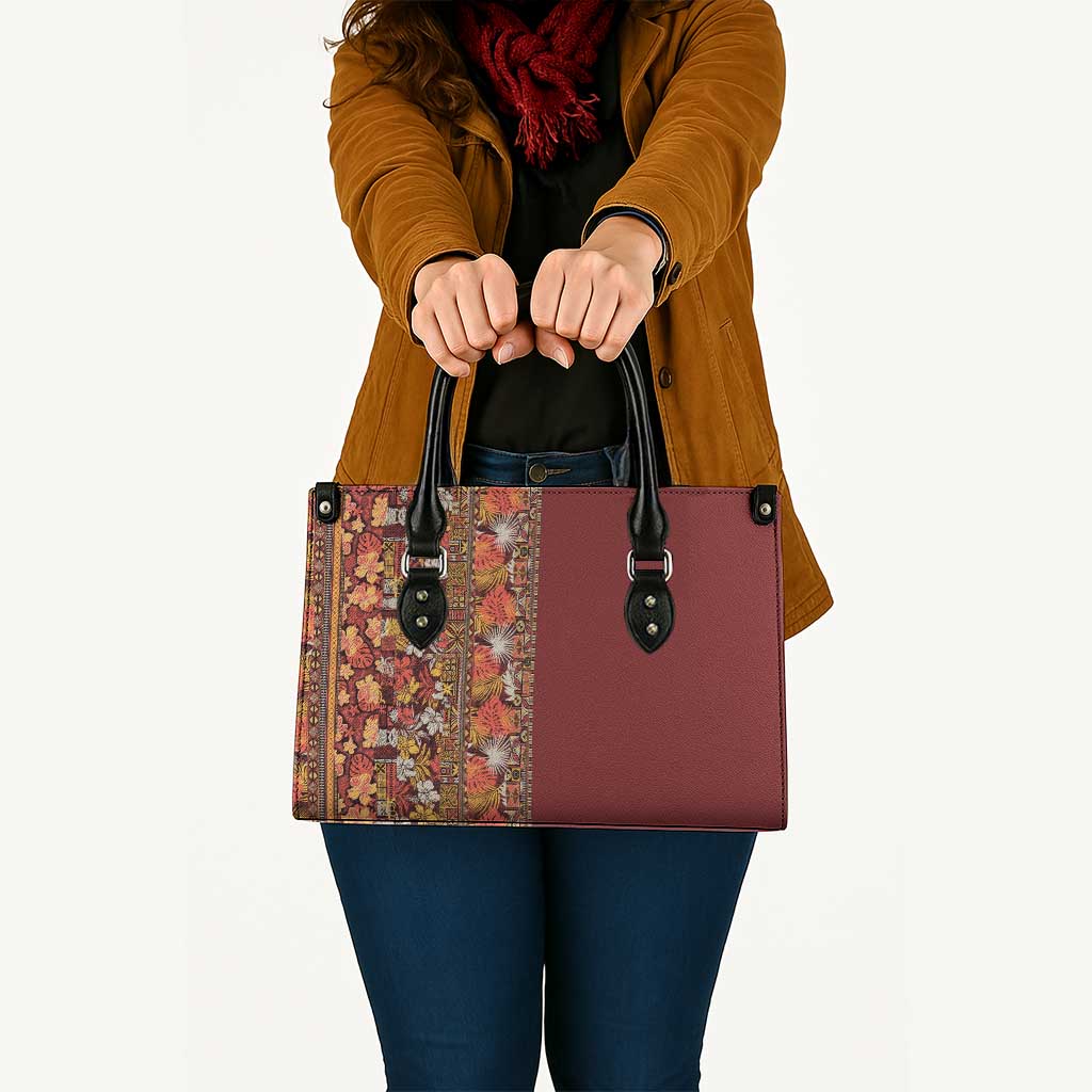 Hawaiian Tribal Elements Hibiscus Leather Bag Red Pattern LT9 - Polynesian Pride