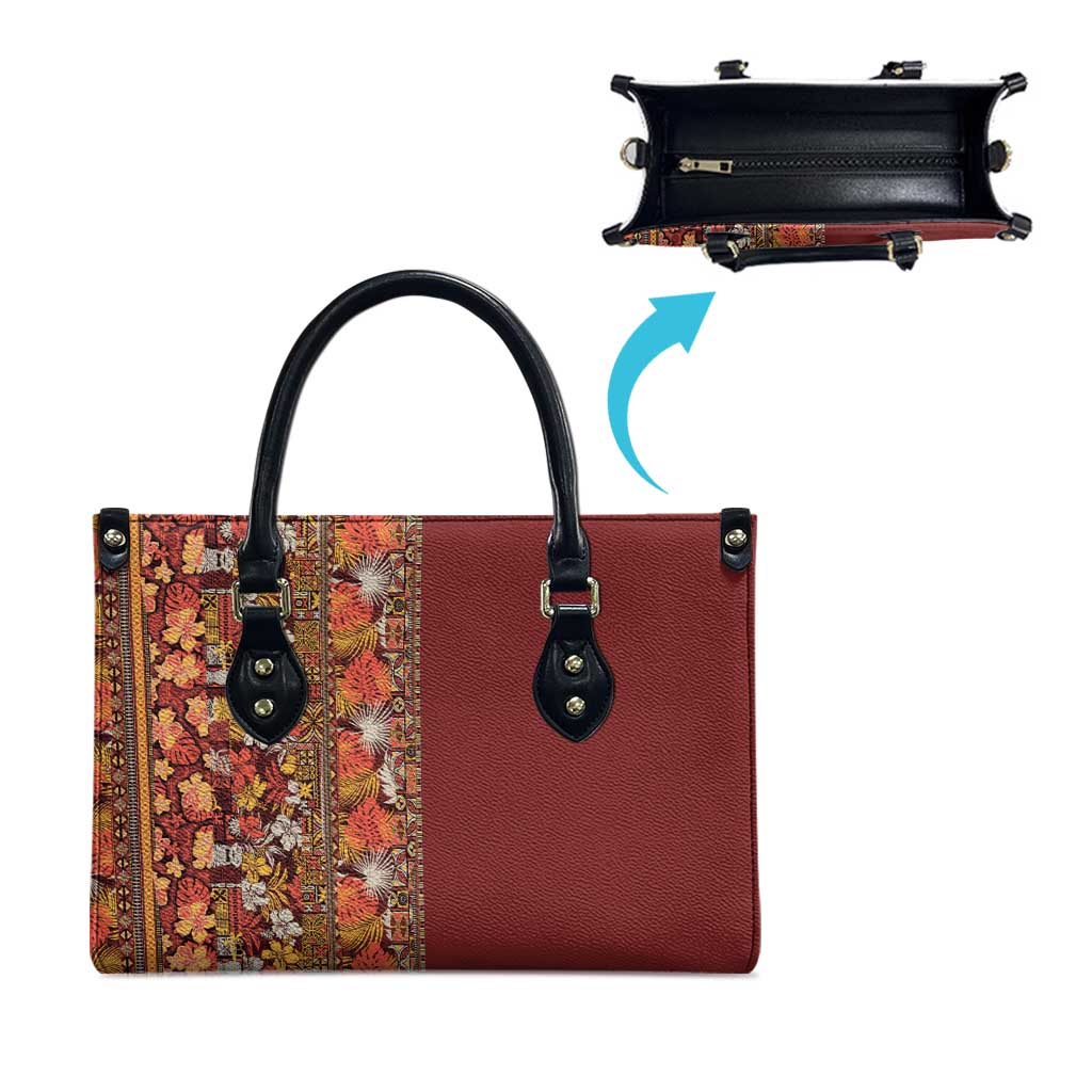 Hawaiian Tribal Elements Hibiscus Leather Bag Red Pattern LT9 - Polynesian Pride