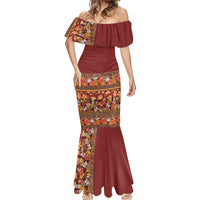 Hawaiian Tribal Elements Hibiscus Mermaid Dress Red Pattern LT9 - Polynesian Pride