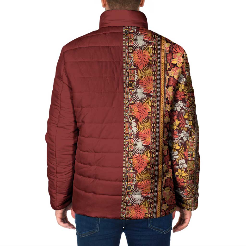 Hawaiian Tribal Elements Hibiscus Padded Jacket Red Pattern LT9 - Polynesian Pride